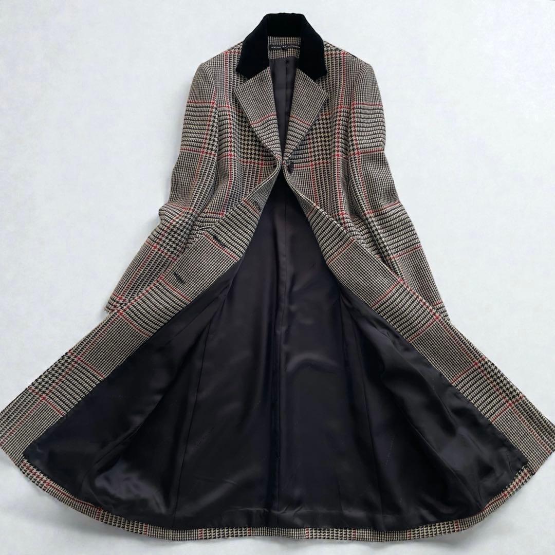 美品✨ラルフローレン 千鳥格子 チェック チェスターコート ベロア Aライン 9