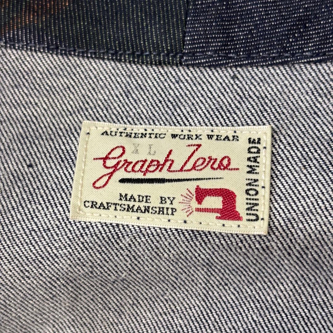 【極美品】グラフゼロ XL デニム ロング トレンチコート 総柄 マルチカラー