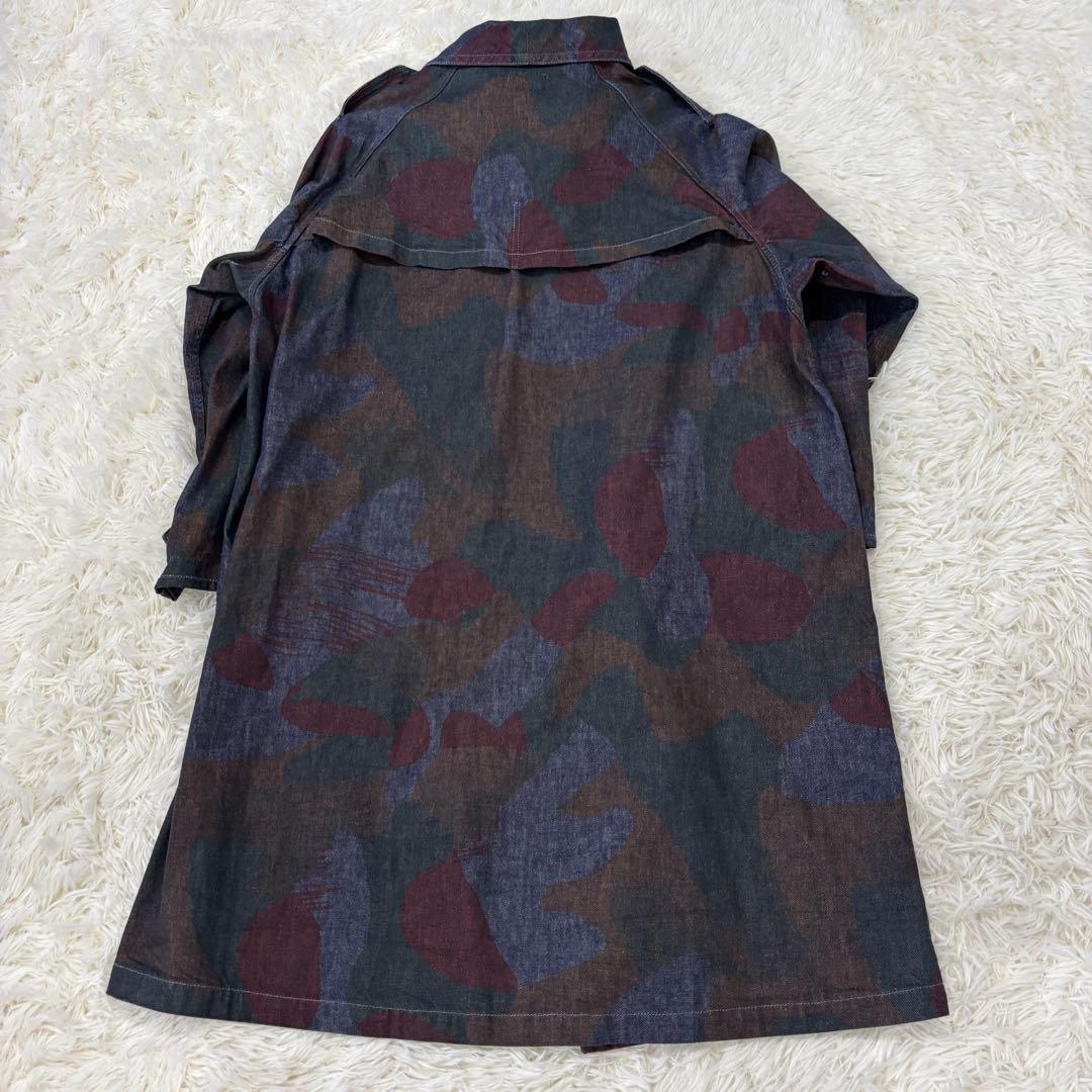 【極美品】グラフゼロ XL デニム ロング トレンチコート 総柄 マルチカラー