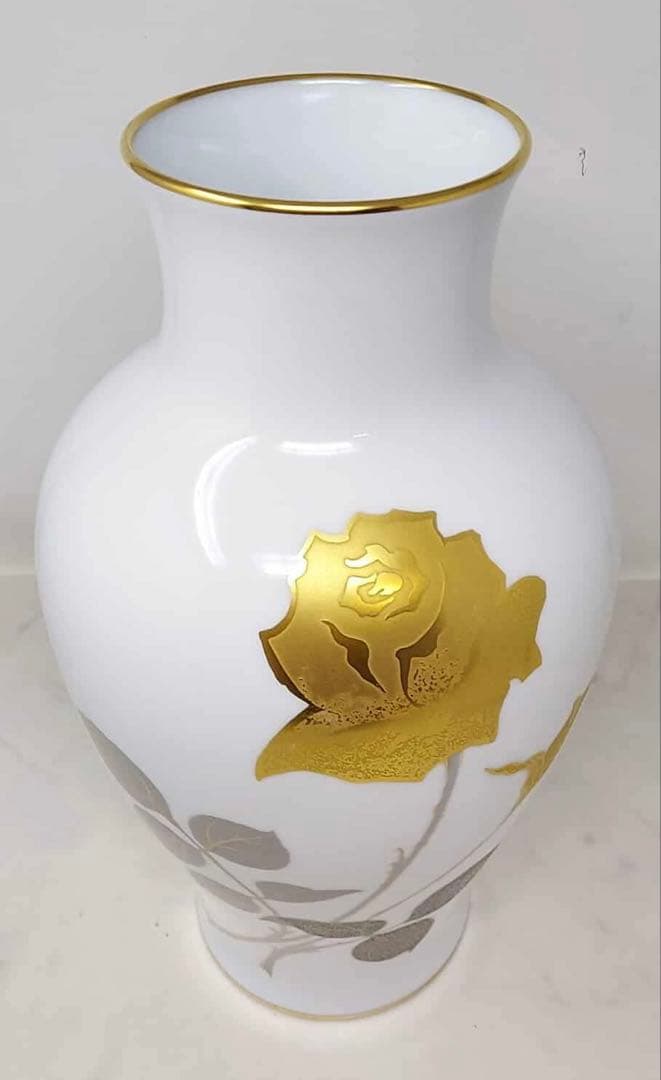 大倉陶園 花瓶 金蝕バラ 35cm