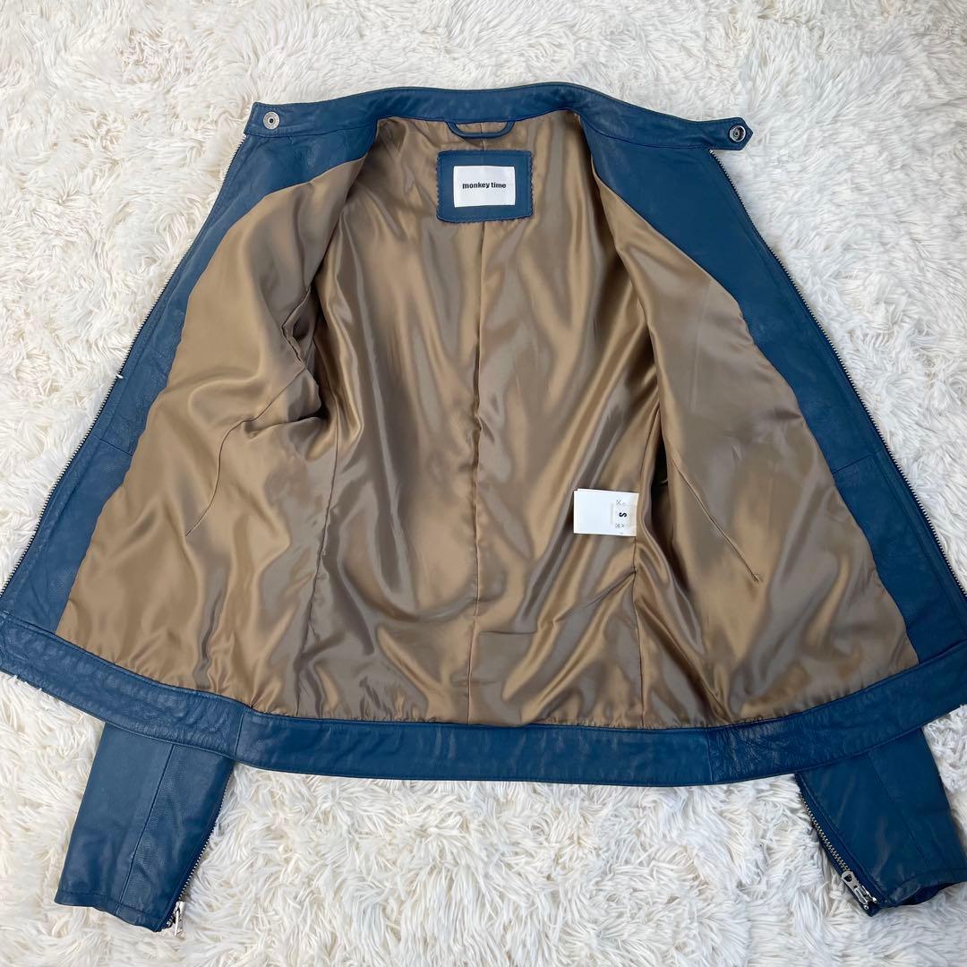 希少カラー ユナイテッドアローズ 山羊革 シングルライダース 青