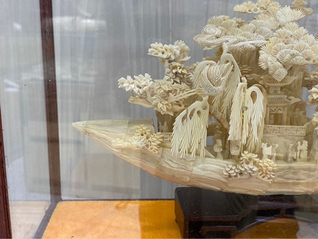 天然マンモス牙精巧な手作り彫刻順風満帆置物