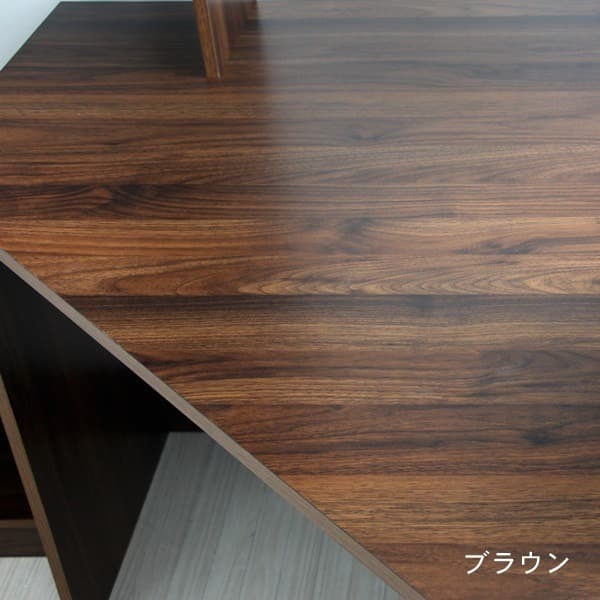 【新品・送料無料】パソコンデスク ロータイプ コーナー デスクセット ブラウン