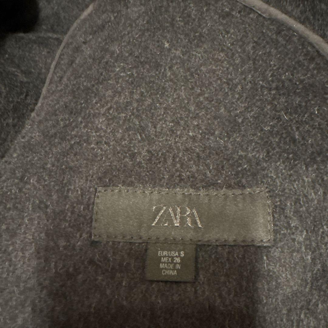 2025 ZARA ダークグレー ロングコート ウエストベルト付き　S