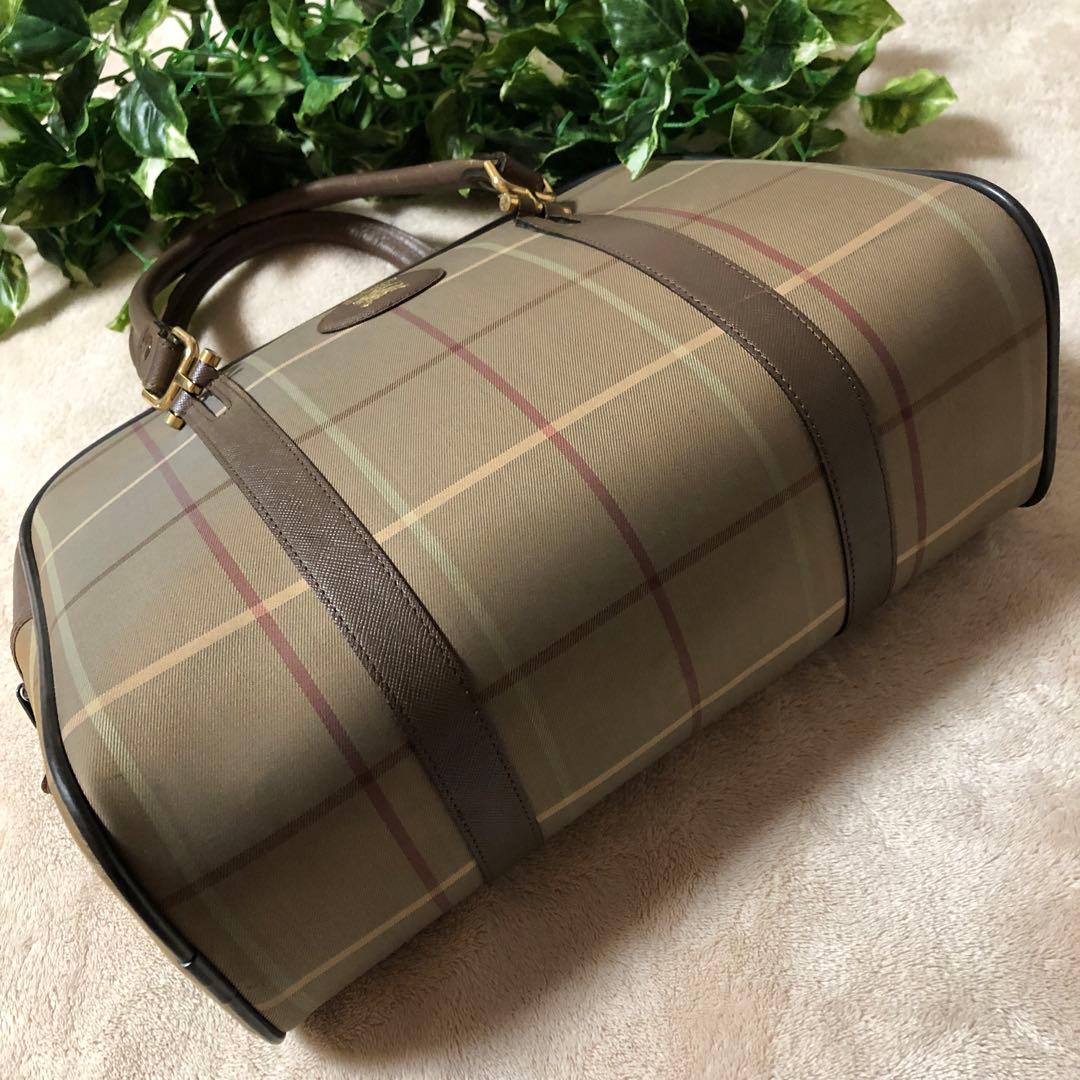 BURBERRY バーバリー　ボストンバッグ　ノバチェック　ホースロゴ　レザー