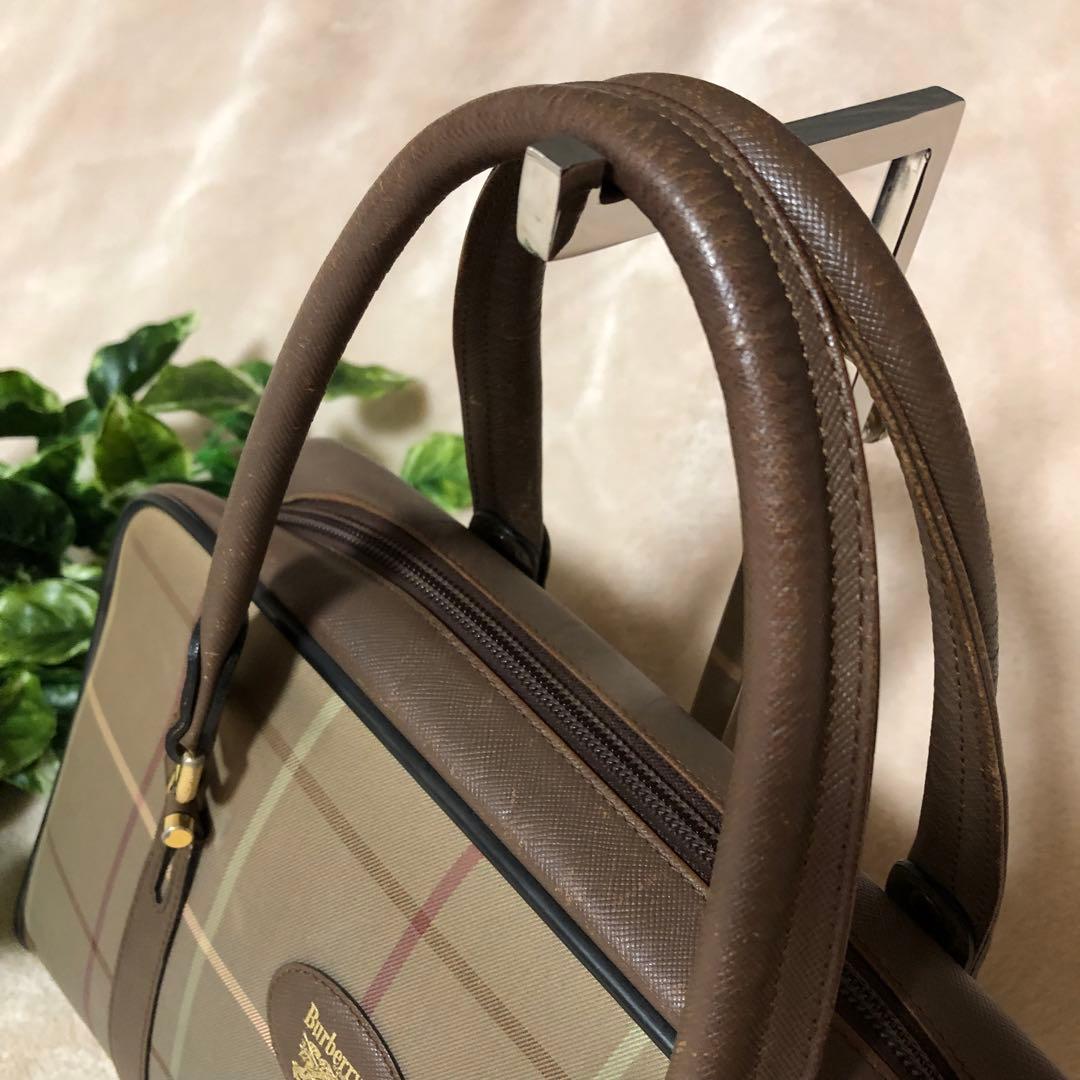 BURBERRY バーバリー　ボストンバッグ　ノバチェック　ホースロゴ　レザー