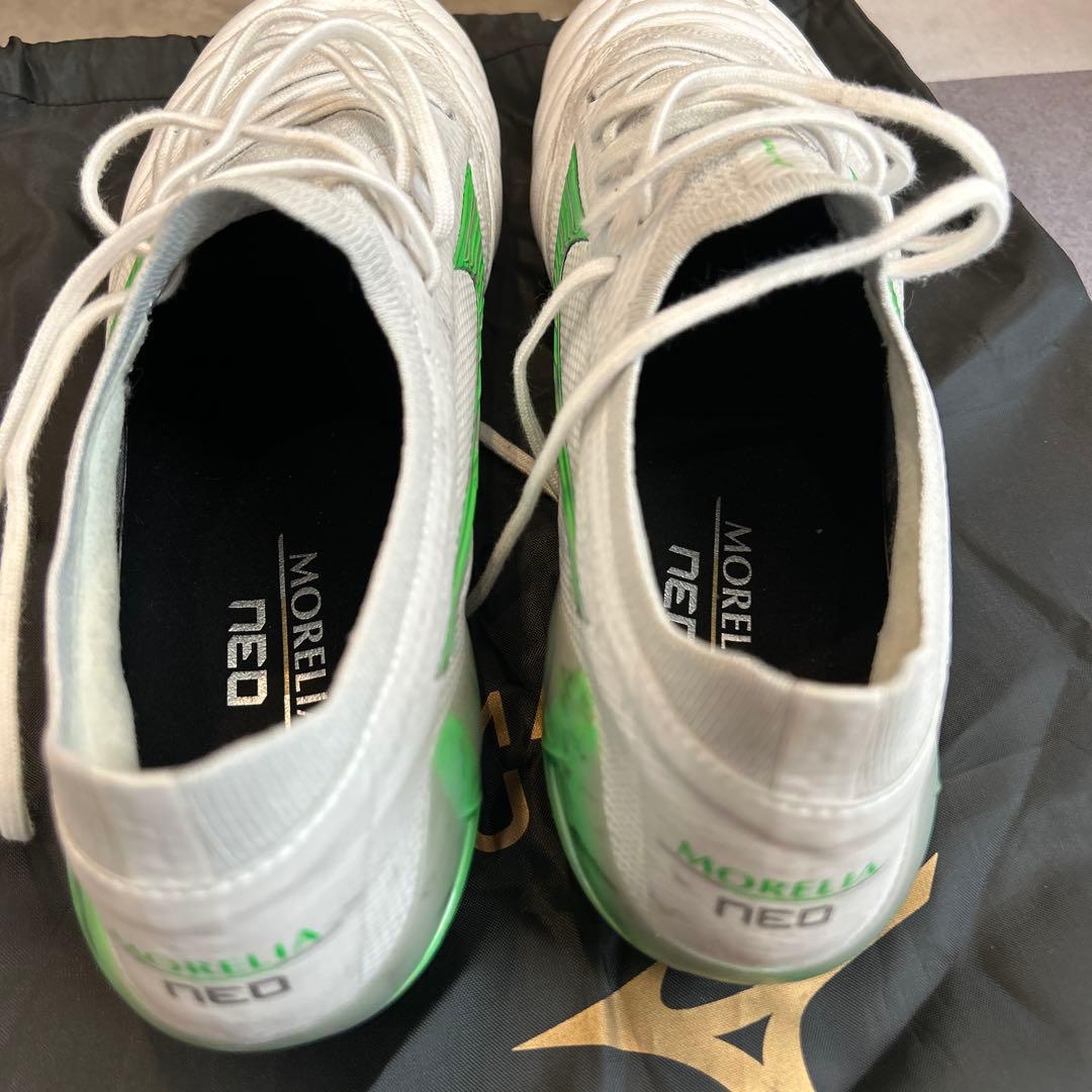Mizuno サッカーシューズ ホワイト/グリーン 収納袋付き