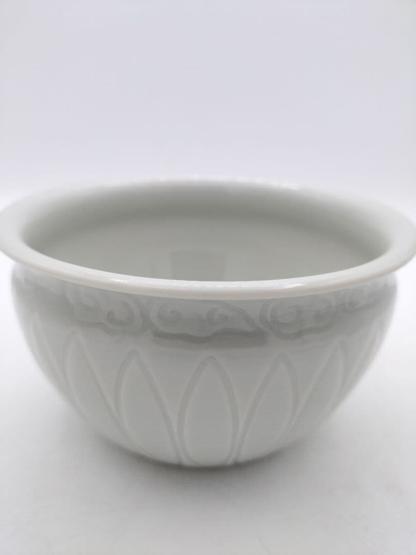 c582 建水 白磁菊割 加藤藤山 木箱 茶道具 古物