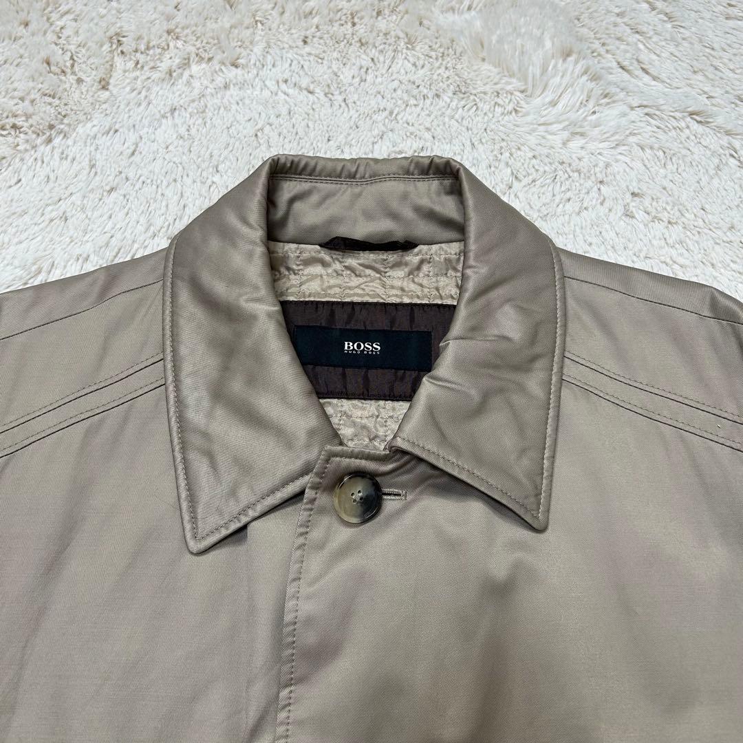 HUGO BOSS ステンカラーコート ベージュ 撥水 中綿 キルティング 52