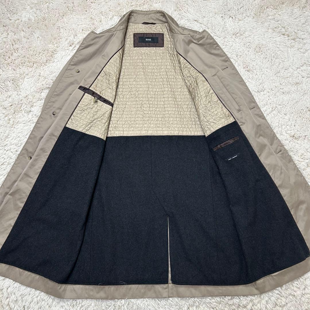 HUGO BOSS ステンカラーコート ベージュ 撥水 中綿 キルティング 52