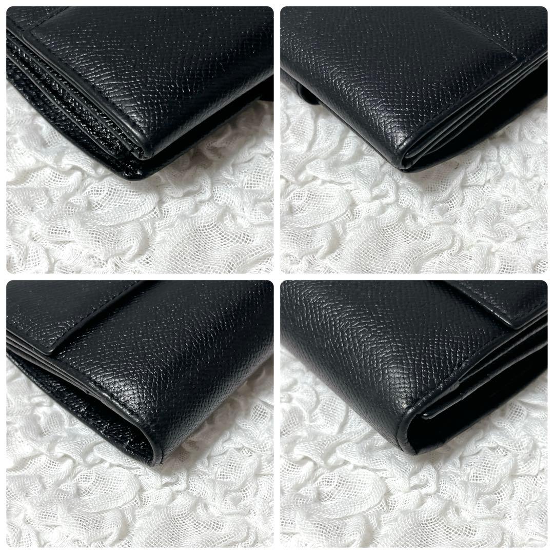 箱付✨BVLGARI ブラック レザー 長財布　ブルガリ　フラップ　本革　黒