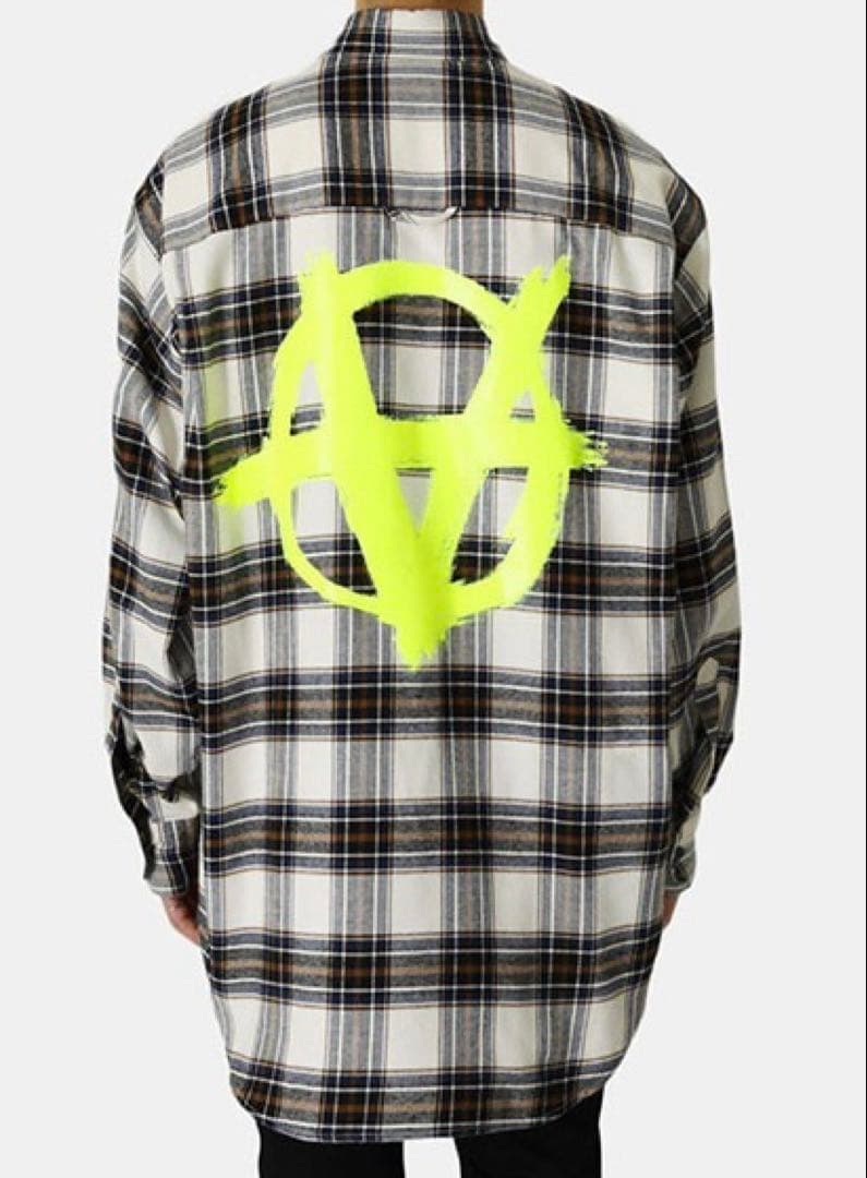 トップス VETEMENTS ANARCHY LOGO FLANNEL SHIRT