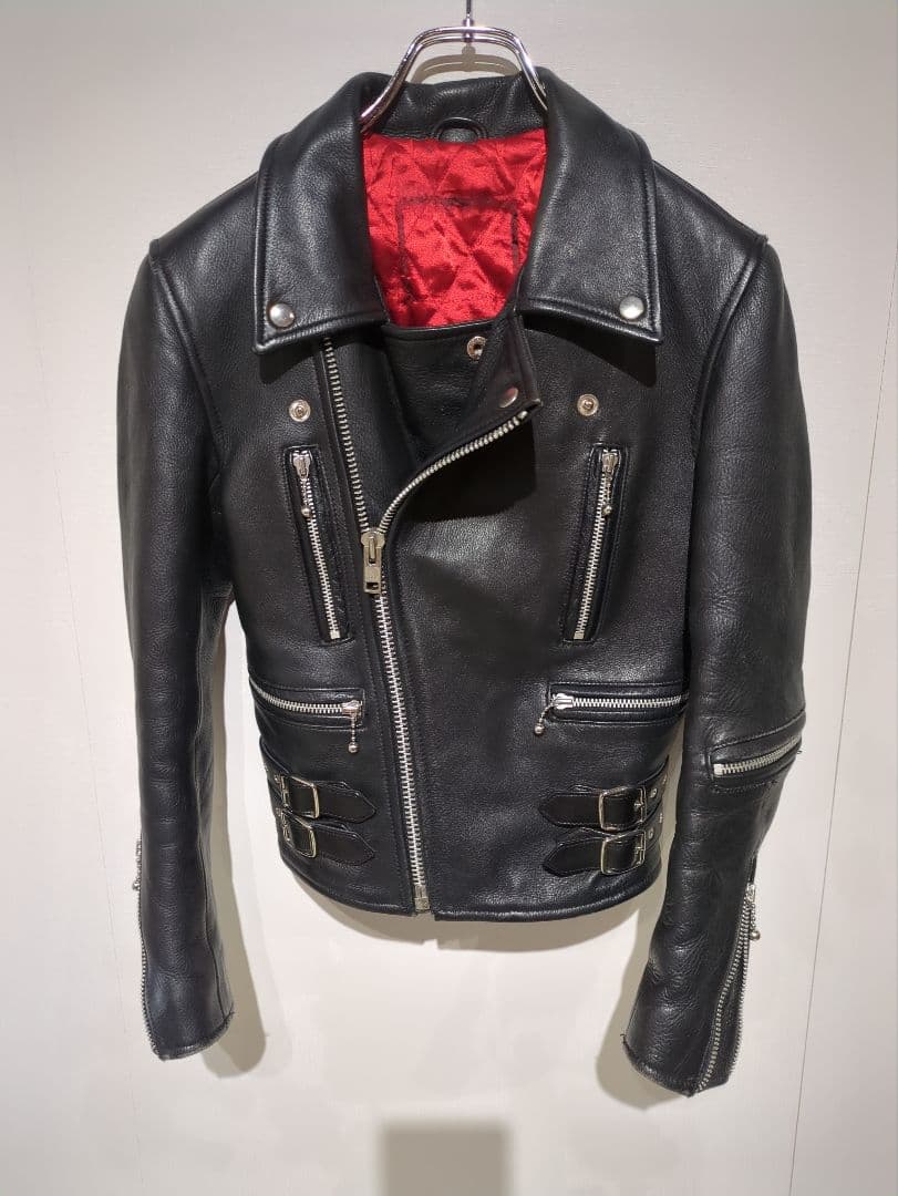 COWHIDE 本革 ライダースジャケット レディース スカル　黒