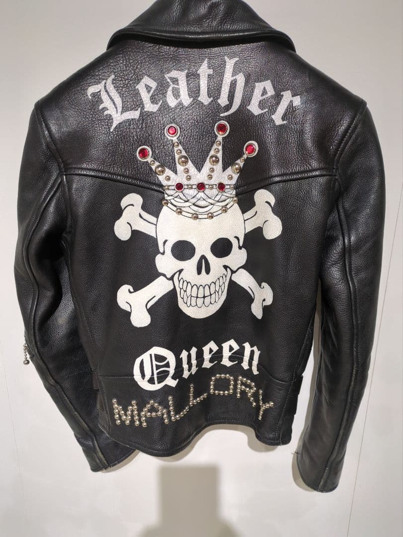 COWHIDE 本革 ライダースジャケット レディース スカル　黒