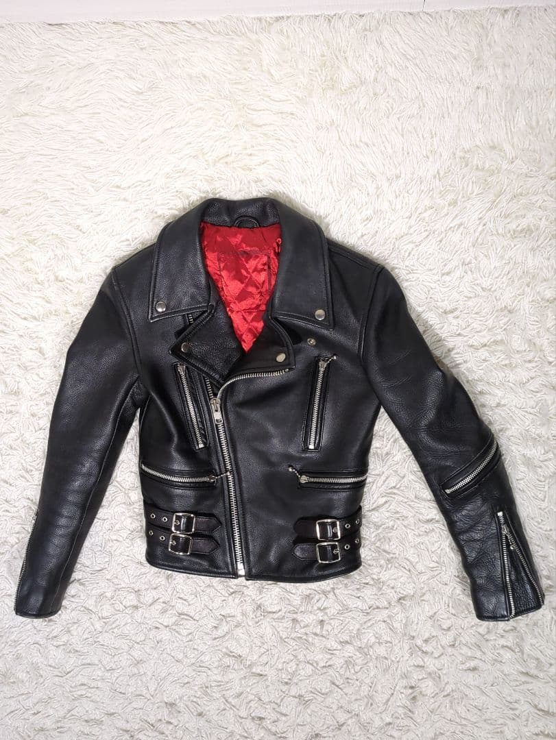 COWHIDE 本革 ライダースジャケット レディース スカル　黒