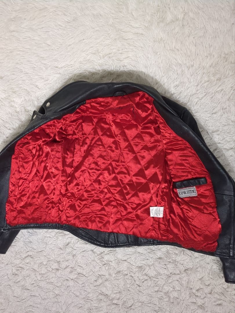 COWHIDE 本革 ライダースジャケット レディース スカル　黒