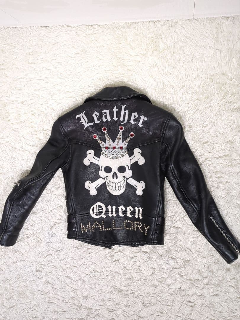 COWHIDE 本革 ライダースジャケット レディース スカル　黒