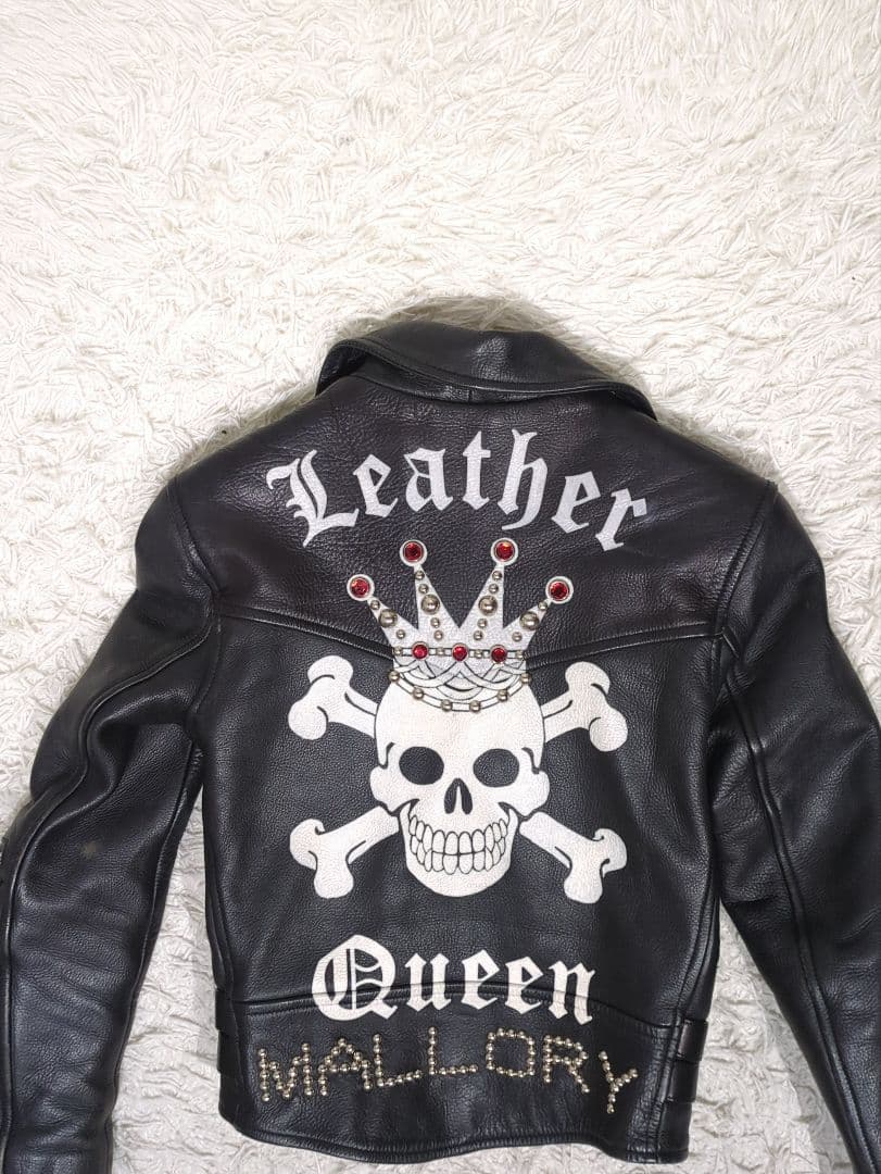 COWHIDE 本革 ライダースジャケット レディース スカル　黒