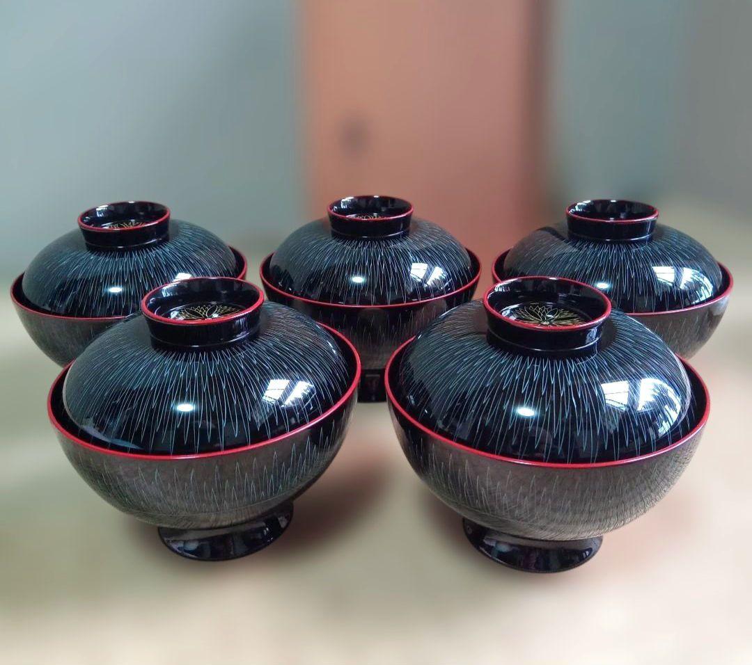 山中塗 喜八工房 高級御吸物椀 5客