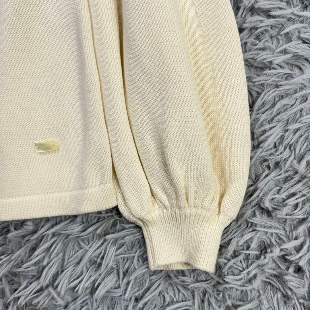 美品✨フォクシー ニットトップスソフトクリーム カシミヤシルク混 パフスリーブ