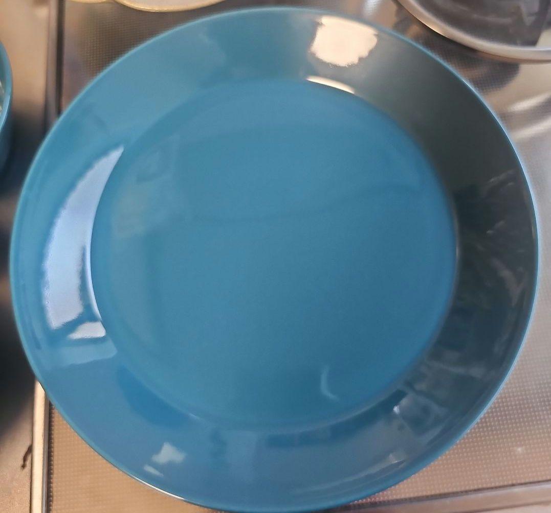 青色 プレートとボウル3個&茶色ボウルの５点セット
