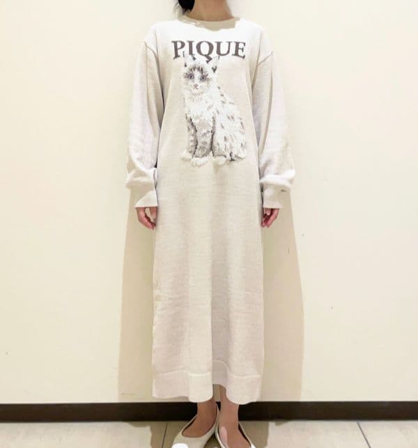 正規品♡新品 ジェラートピケ キャットジャガードワンピース ベージュ