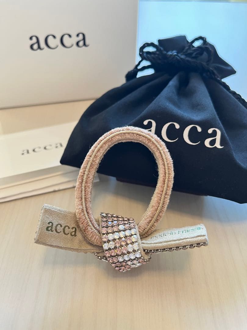 ルア　 acca スワロフスキー　リボンヘアゴム　ドレスポニー
