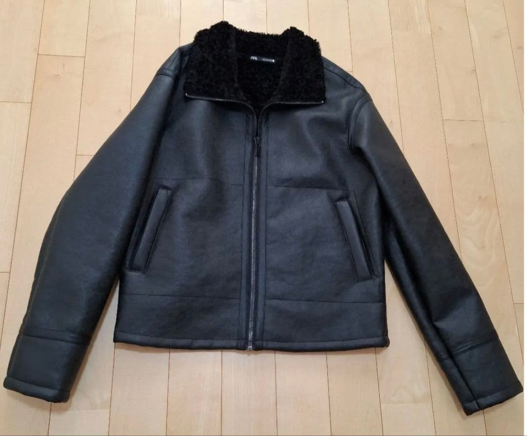 R出品　ZARA　ボアフェイクレザージャケット