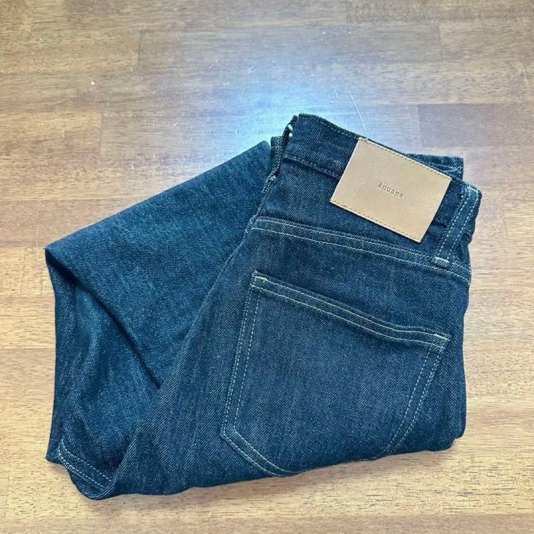 パンツ anuans Slim straight denim BLACK 0