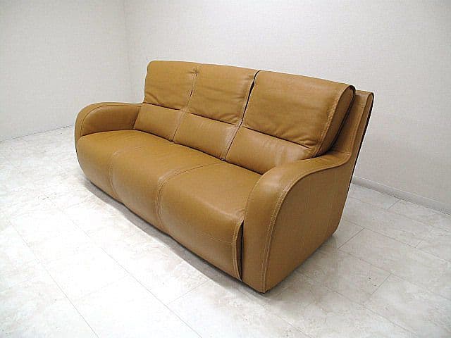 【展示品】カリモク ドマーニ「エクセルライフ」最高峰総革3人掛けソファ