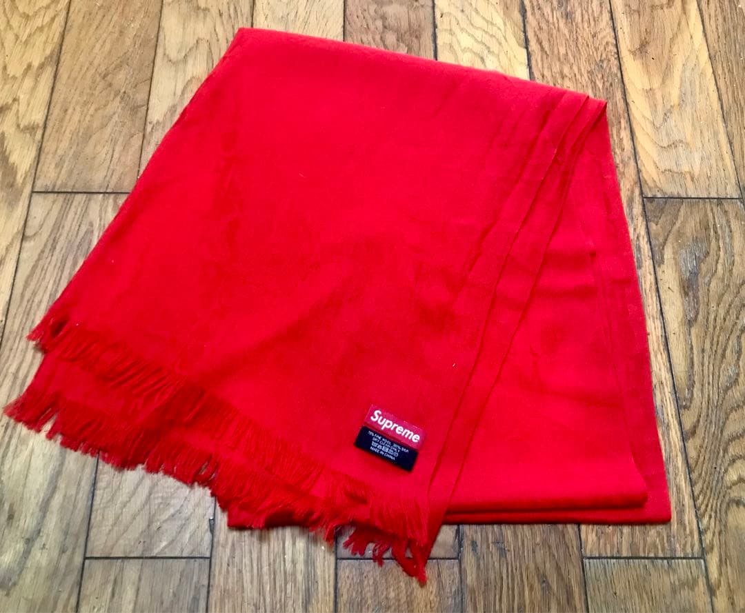 Supreme FUCK wool scarf 総柄 マフラー スカーフ 赤