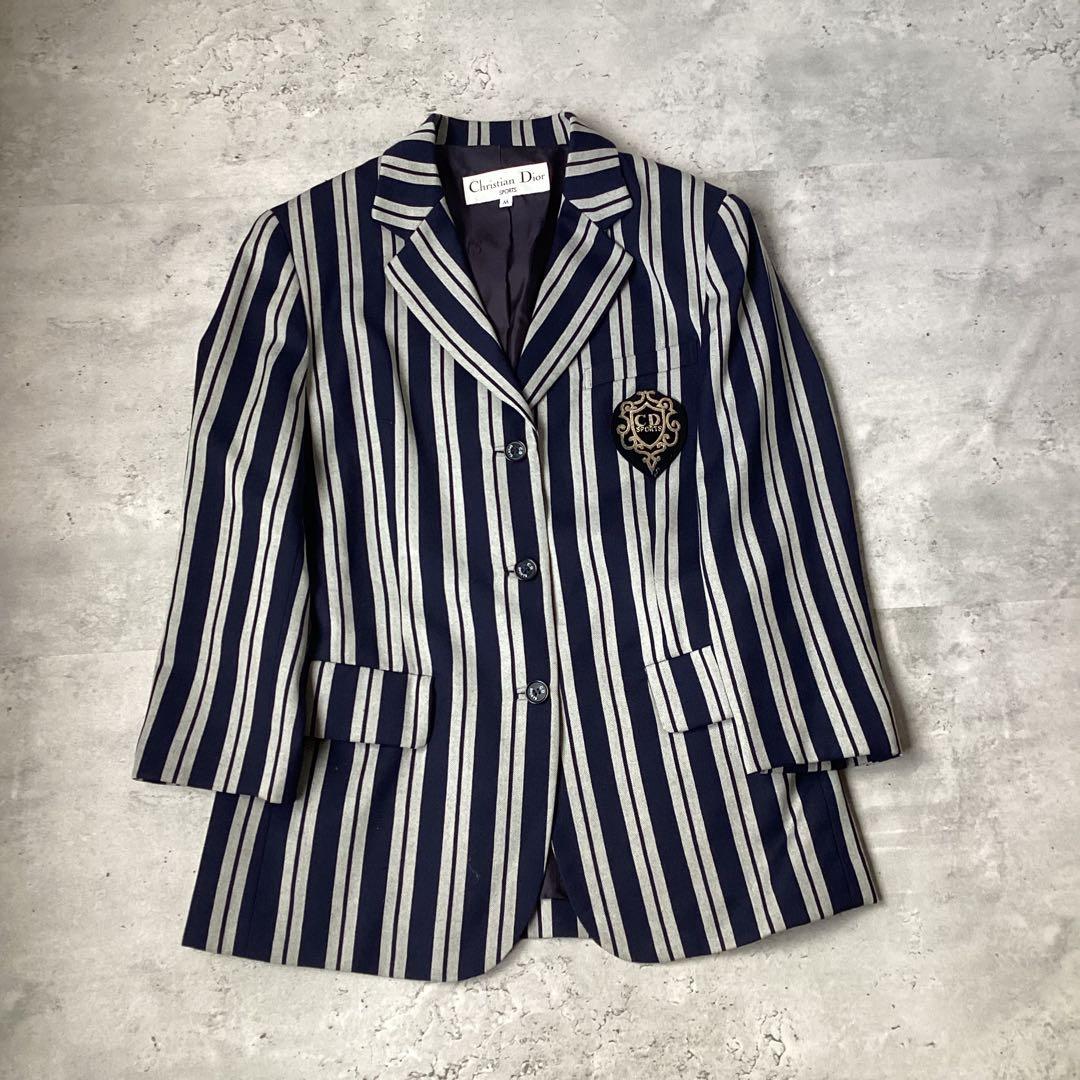ChristianDior ディオール　2ピース　ストライプ　ネイビー