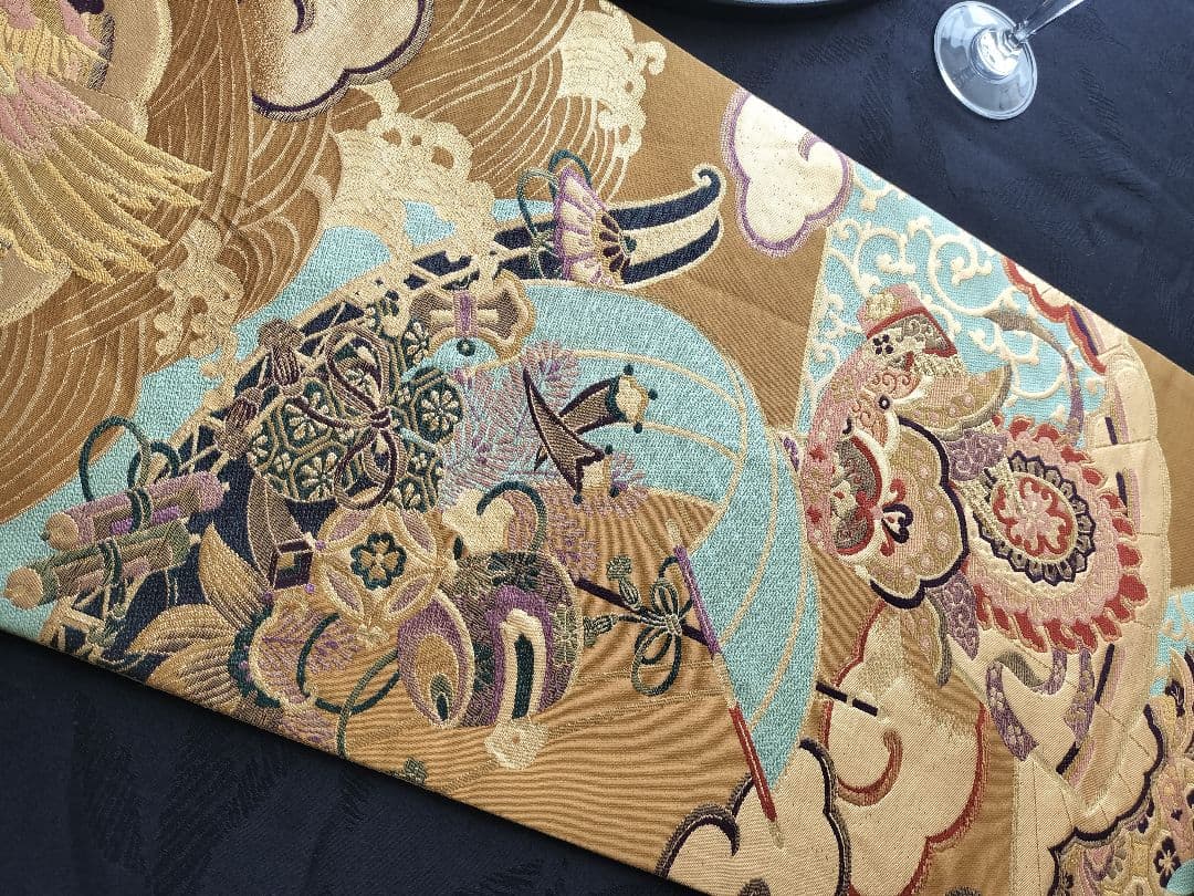 A873★宝船‼️豪華刺繍‼️テーブルランナー2m10cm