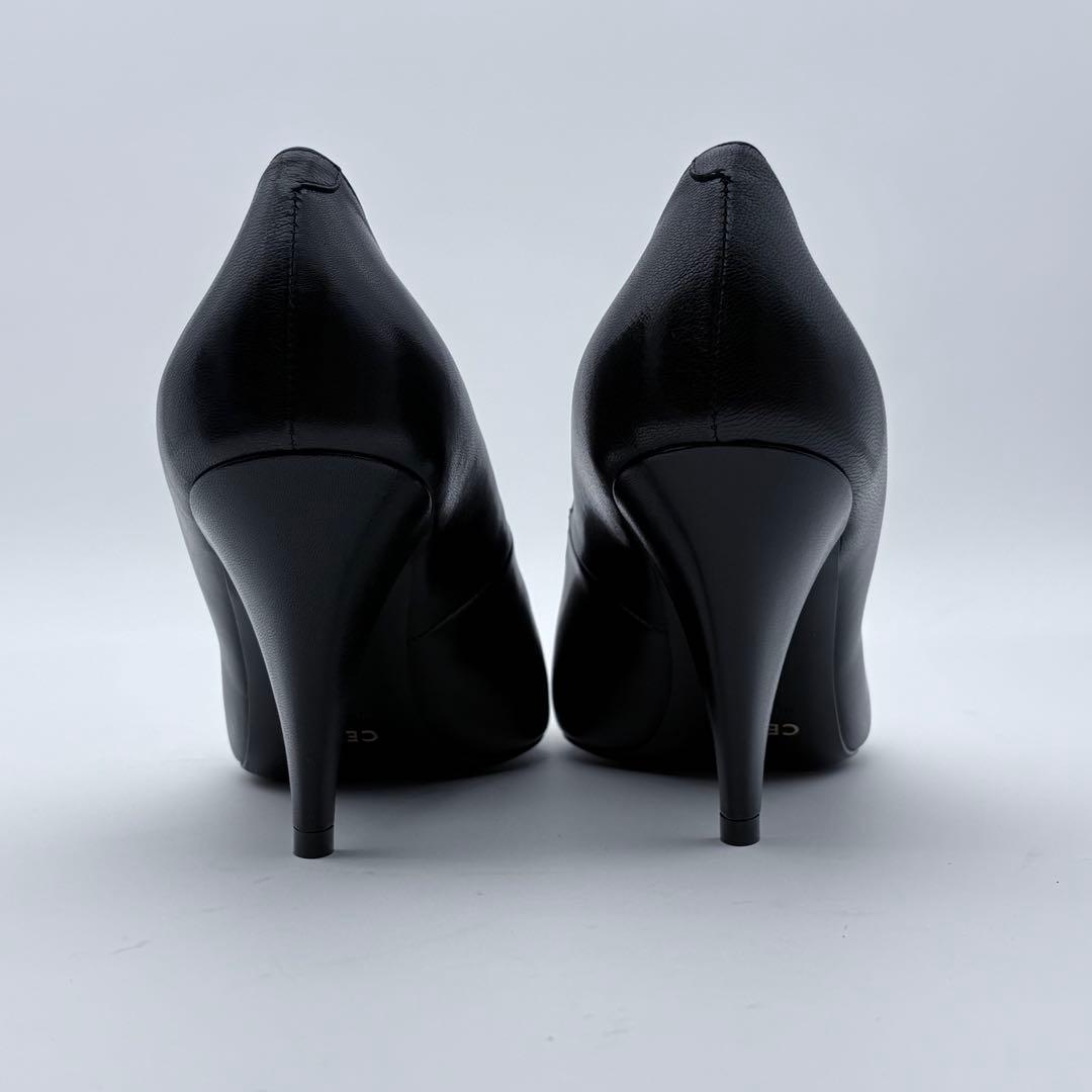 美品　CELINE エディ期　レザー　パンプス　メタルトゥ　ヒール　ポインテッド