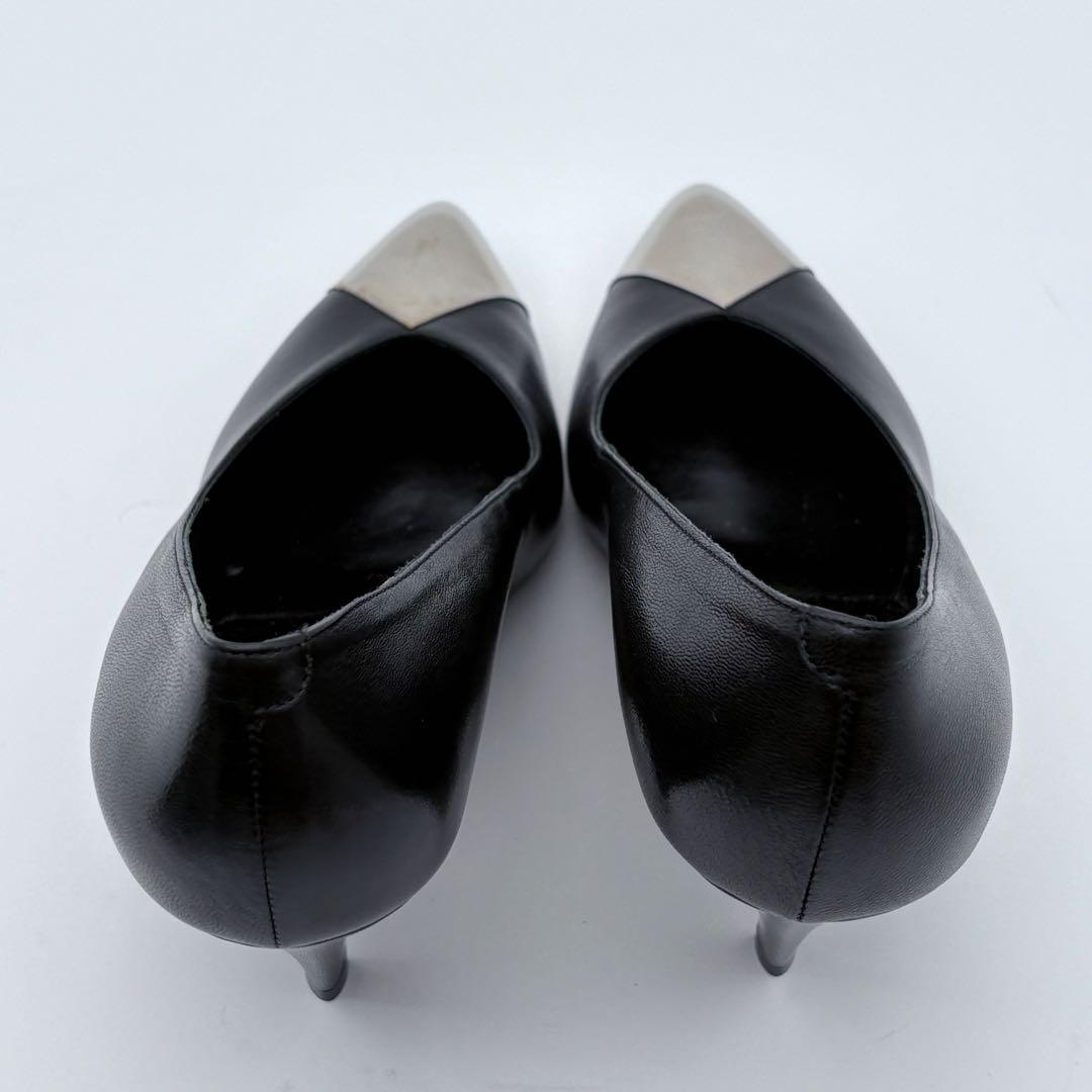 美品　CELINE エディ期　レザー　パンプス　メタルトゥ　ヒール　ポインテッド