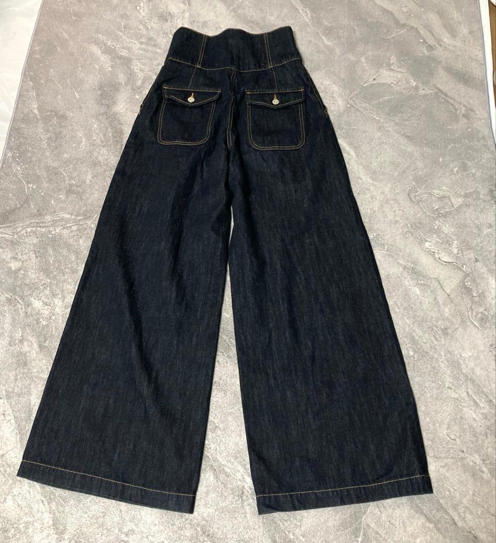 美品　マウジー moussy corset バギーデニム　濃紺　ハイウエスト　2