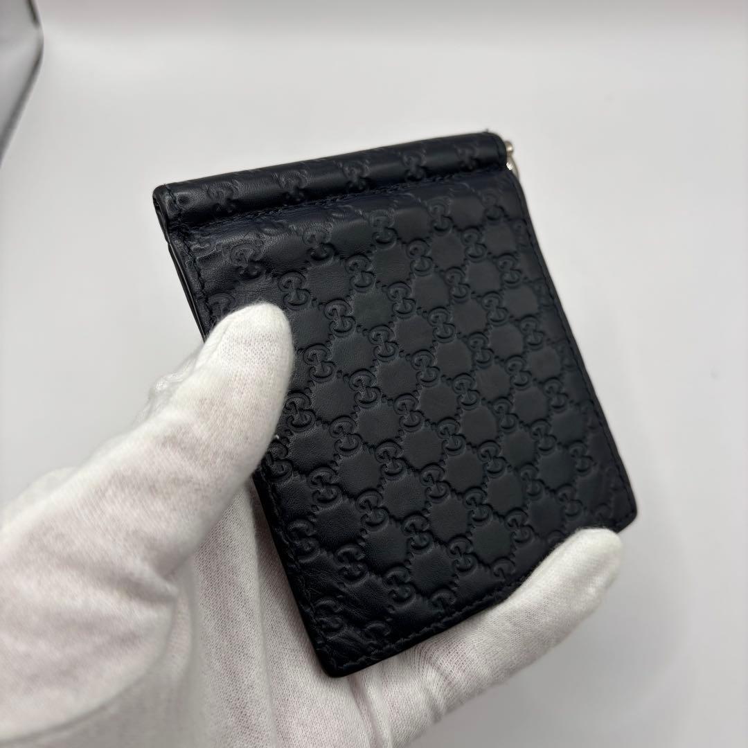 GUCCI 二つ折り財布　544478 マネークリップ　マイクロG ブラック