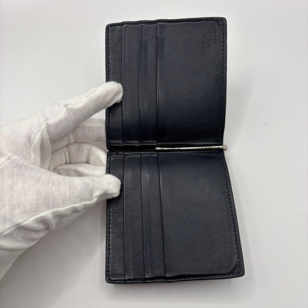 GUCCI 二つ折り財布　544478 マネークリップ　マイクロG ブラック