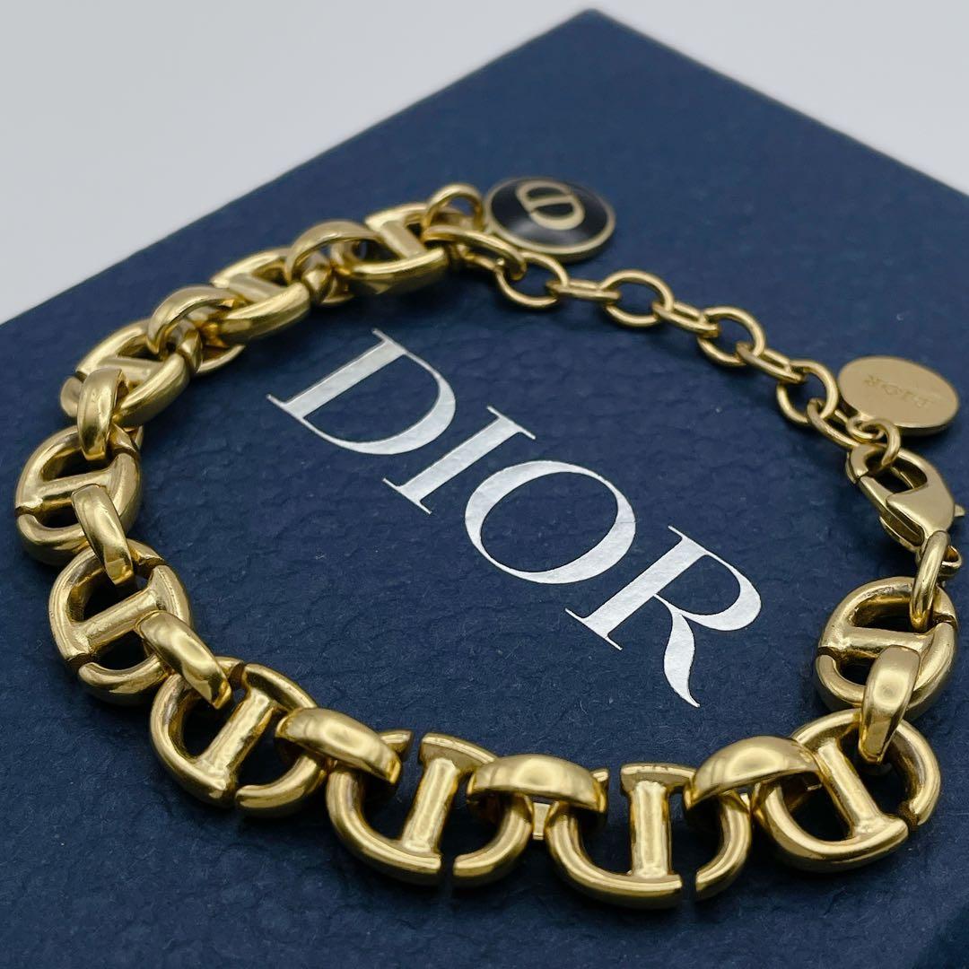 Christian Dior ブレスレット　ネイビー　CD Navyゴールド
