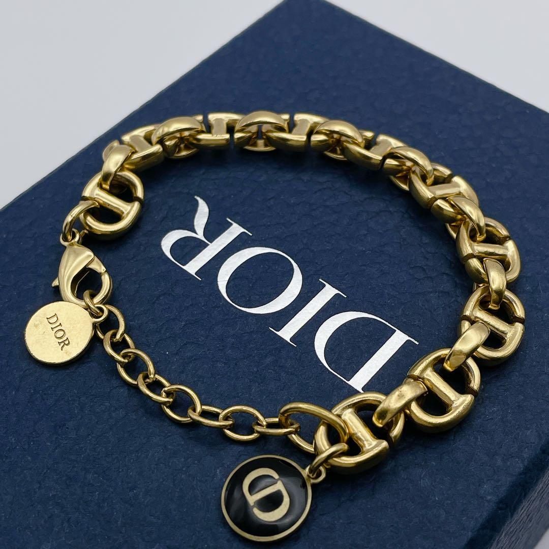 Christian Dior ブレスレット　ネイビー　CD Navyゴールド