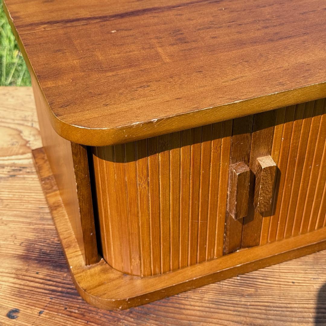 ビンテージ　蛇腹シャッター　ウッドボックス　卓上小物入れ