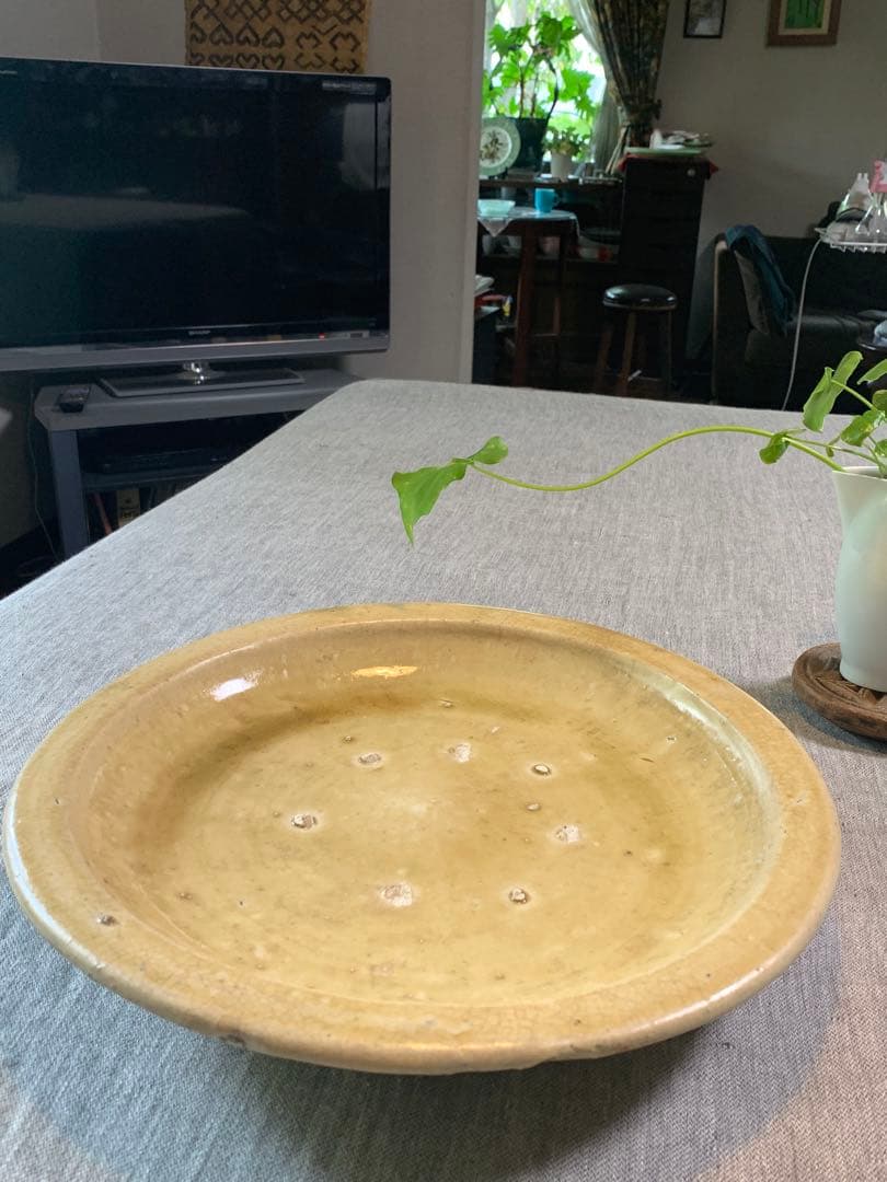 黄瀬戸　石皿　古瀬戸　大皿　大鉢　37cm 江戸