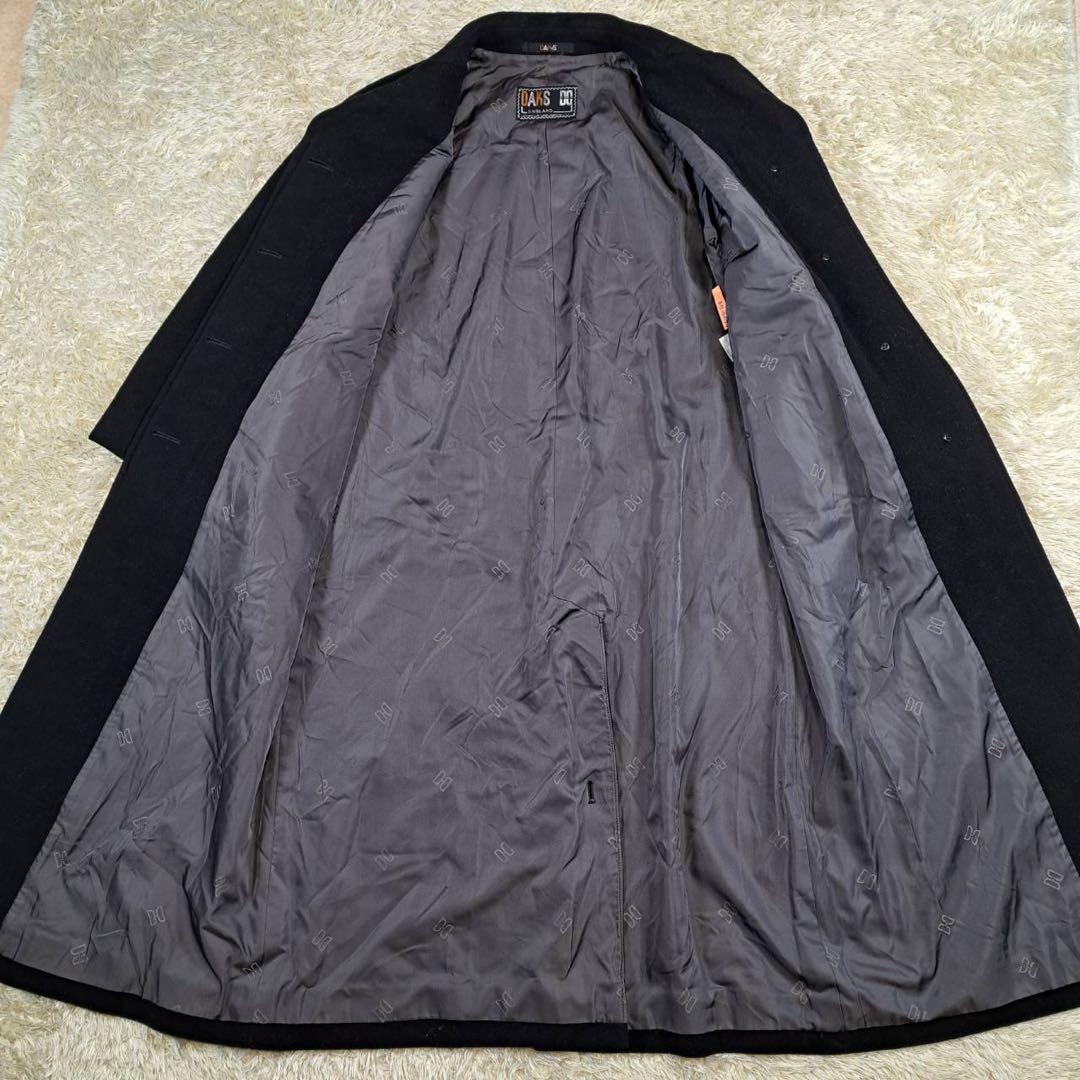 美品　DAKS カシミヤ混　ロングコート　マキシ丈　ブラック　ステンカラー
