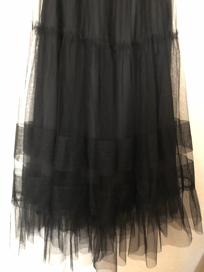 専用　美品　ANAYI　チュールティアードギャザー スカート　黒　38