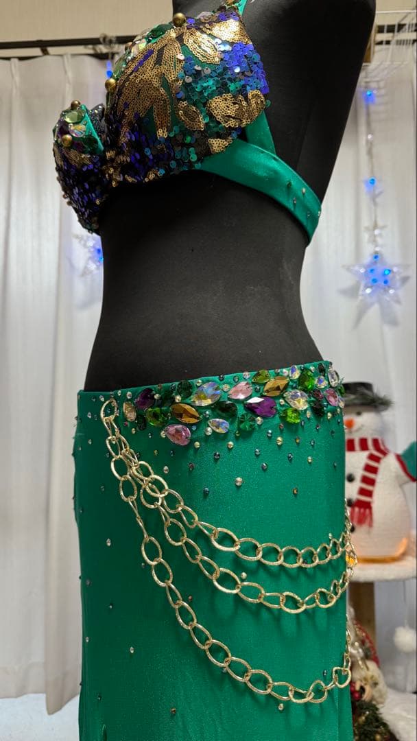 POLINA ベリーダンス 衣装 グリーン Mサイズ