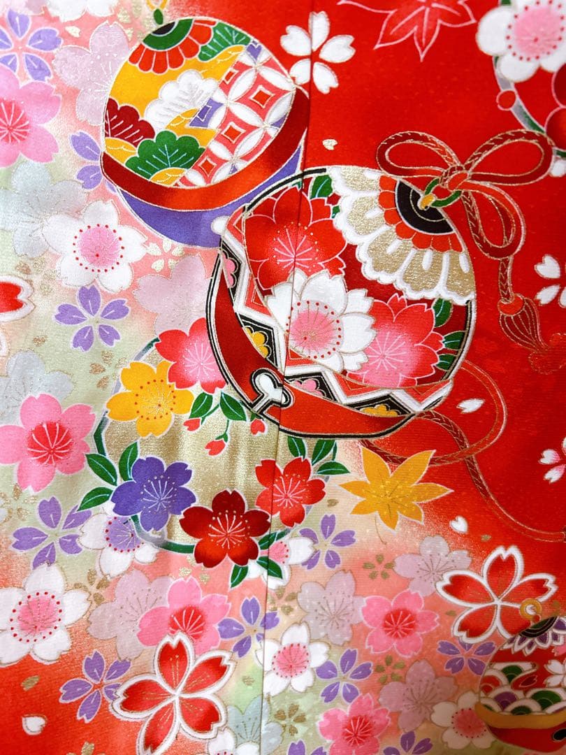 正絹着物フルセット♡七五三　7歳　女の子　一式　赤系　黒