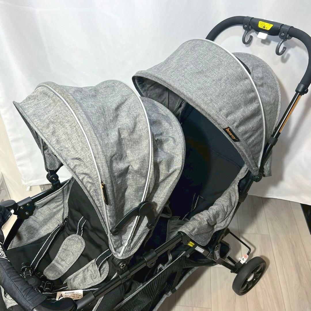 besrey 2人乗り ベビーカー 縦型 タンデム グレー 双子 年子
