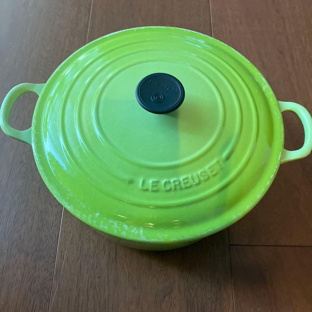 LE CREUSET ミルクパン・ホーロー鍋 グリーン　24cm 中古　保管品