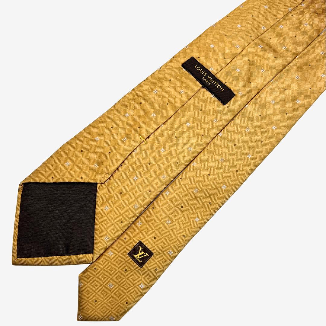 LOUIS VUITTON シルクネクタイ モノグラム 幾何学柄 イエロー