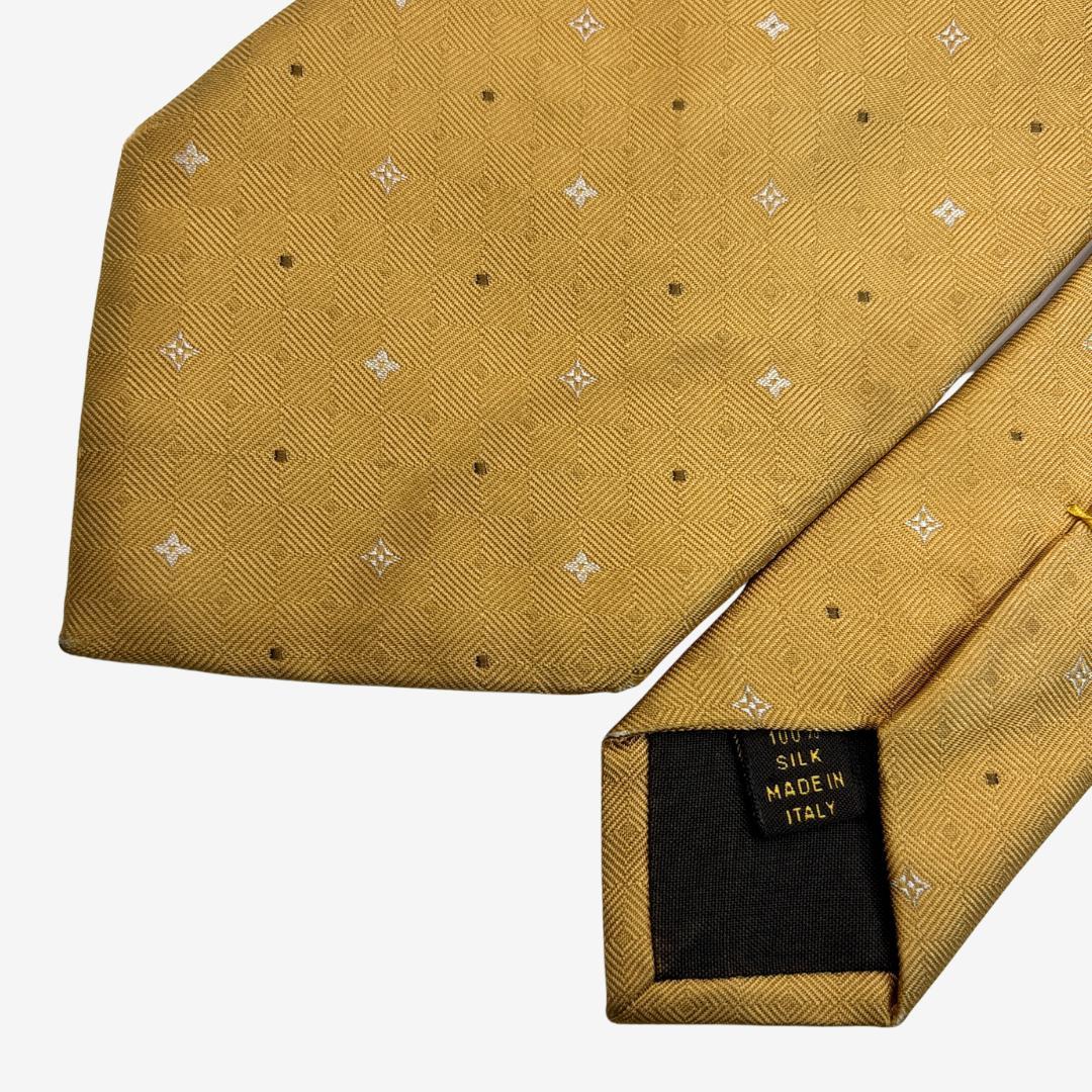 LOUIS VUITTON シルクネクタイ モノグラム 幾何学柄 イエロー